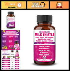 Milk Thistle, NAC, BeetRoot & Dandelion – Liver Health Detox & Repair – 90 Vegan