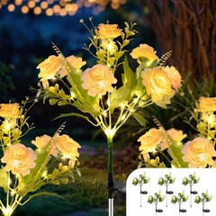 6 Pack Solar Garden Lights Outdoor, 42″ Tall 42 LEDs Hibiscus Solar Flower Li…