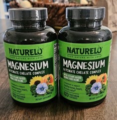 2 NATURELO Magnesium Glycinate Chelate Complex -200 mg Magnesium with Organic…