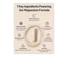 FORTISCA Magnesium 7-in-1 w/ D3 B6 Ashwagandha L-Theanine, 90 Capsules