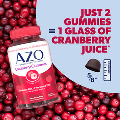 AZO Cranberry Urinary Tract Health Gummies Dietary Supplement 2 Gummies = Glass