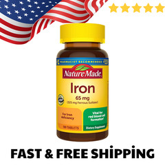 Nature Made Iron 65 mg (325 mg Ferrous Sulfate) 180 Tablets Dietary Supplement