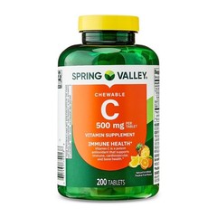 Chewable Vitamin C Tablets 500mg for Immune Support Tropical Fruit Flavor 200