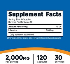 High-quality L-leucine 2000mg, 120 Non-gmo Vegetarian Capsules for Recovery