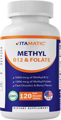 Vitamatic Methyl Folate & B12 Supplement – 120 fast dissolve tablets