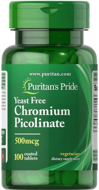 Chromium Picolinate 500mcg Yeast Free Vegetarian 100 Tablets EX 10/28