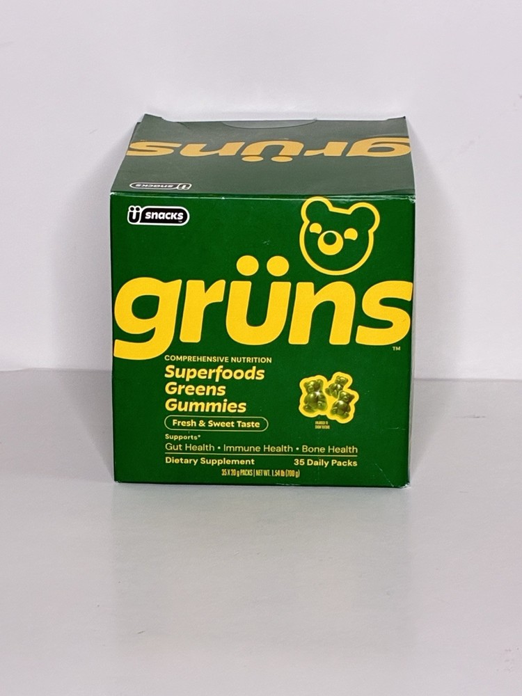 Gruns Adults Super Greens Gummies Multivitamin Superfood 35 Packs Exp. 2028