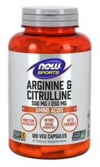 Now Foods Arginine & Citrulline 500/250 120 Capsules Maintain Muscle 01/2025 Exp