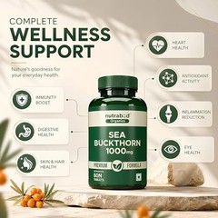 Nutrabud Organics Sea Buckthorn Berry Capsules 1000mg 60 Veg Tabs Omega FS Skin