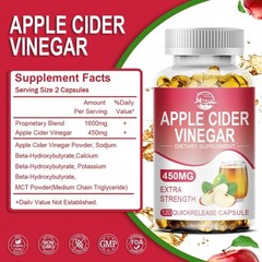 Apple Cider Vinegar with Mother 450mg Supplement – 120Pills – Detox & Cleansing