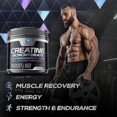 Creatine Monohydrate 5000mg 60 Servings – Supports Muscle Growth and Strength