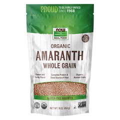 NOW Amaranth Whole Grain Organic 16oz Source of Protein and Fiber, Gluten-Free