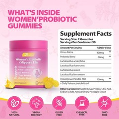 Women’s Probiotic Gummies + Slippery Elm, Pineapple, 60ct
