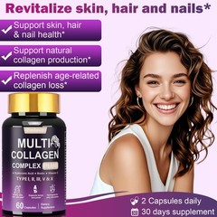 Hydrolyzed Collagen Peptides pills 1000 mg ( i,ii,iii,V,X) Hyaluronic Acid Vit C