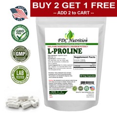 FDC Nutritiion L-proline Amino Acid Dietary Supplement 1000 Mg, 60cap buy2get1