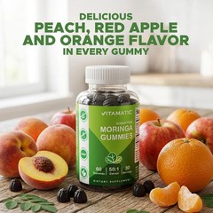 Moringa Oleifera Gummies, Sugar-Free, Antioxidant Support for Daily Vitality