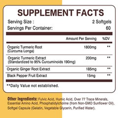 Liposomal Turmeric Curcumin Capsules 2000mg – 95% Curcuminoids – Boost Immunity