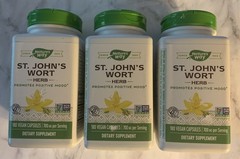 3 X Nature’s Way St. John’s Wort Herb 180 Vegan Capsules Each Non GMO Sealed New
