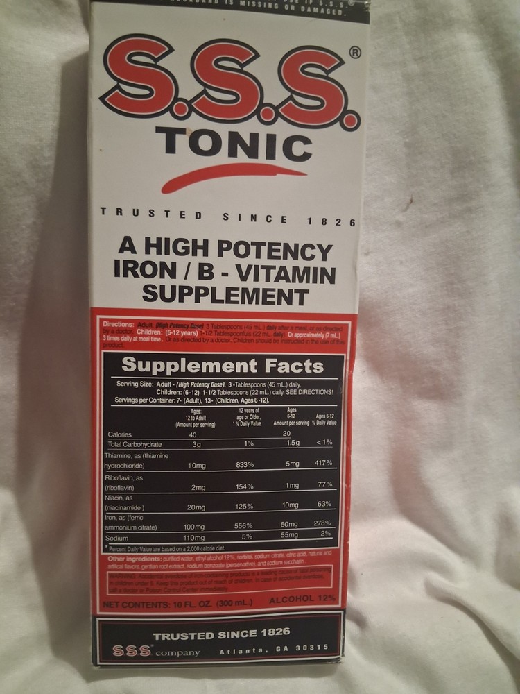 S.S.S. Tonic – 10 oz. Liquid High Potency Iron & B-Vitamin Supplement Exp 11/ 26