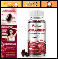 Astaxanthin 24mg with MCT Oil – 120 Softgels, Antioxidant Support for Skin & Eye