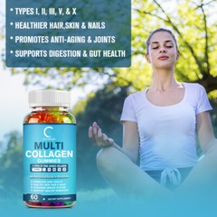 Vitamatic Hydrolyzed Collagen Gummies with Vitamin C, Zinc & Biotin -60 Gummies