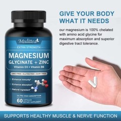 Magnesium Glycinate 500mg 120 Capsules For Sleep Stress Relief Support Bone Lot