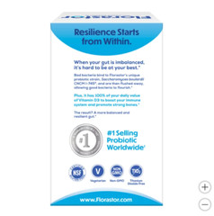 Florastor Daily Probiotic with Vitamin D3, 120 Vegetarian Capsules, Exp:09/2025+