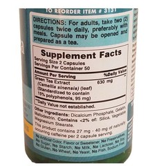 Puritan’s Pride GREEN TEA EXTRACT 315 mg 2×100=200 Rapid Release Capsule 03/27