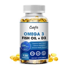 120Pcs Omega 3 Fish Oil+Vitamin D3 Pills 1200mg 3x Strength High Potency