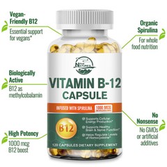 Vitamin B-12 Complex 120 Capsules Energy Support, Health Brain & Nervous System