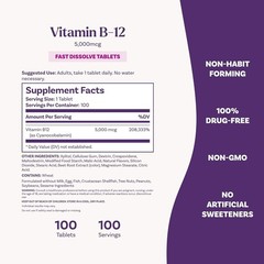 Natrol Vitamin B12 Fast Dissolve Tablets, Promotes Energy, Supports a Healthy..