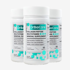 3 Pack Fish Collagen Peptides Tablets Vitamin C D3 Probiotics Skin Health 180ct