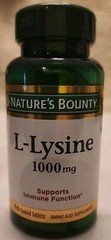 Natures Bounty L-Lysine 1000mg 60 Coated Tablets Immune Support Ex 12/2027