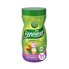 Prebiotic Fiber Supplement Tablets Chewable Assorted Fruit Flavors 100 Count