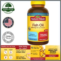 Fish Oil Omega 3 Supplements, 1000mg Softgels for Healthy Heart, 125 Servings