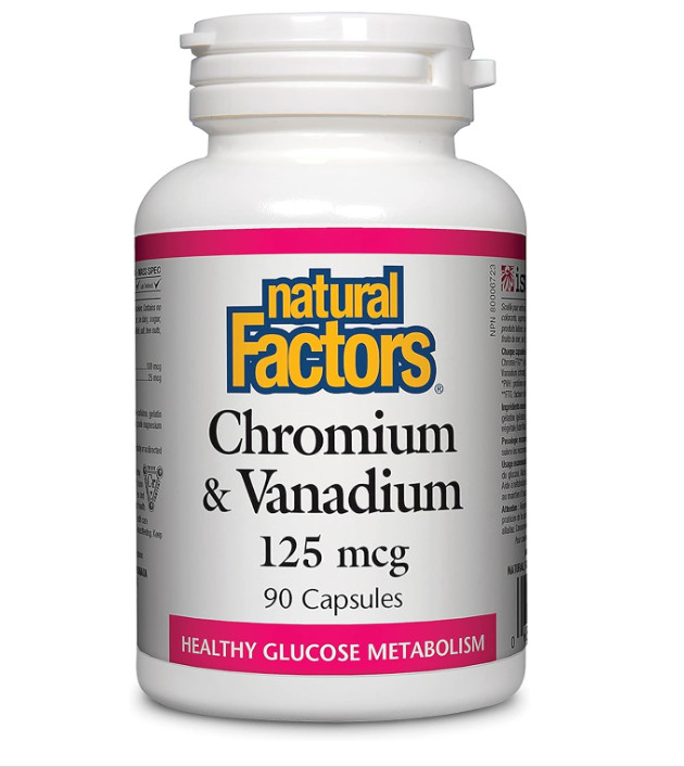 Natural Factors, Chromium & Vanadium 125 mcg, Supports Healthy Metabolism, 90 ca