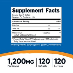 Flaxseed Oil 1200mg Softgels – Non-GMO, Gluten-Free, Omega-3 Rich, 120 Count