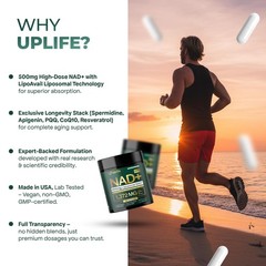UPLIFE NAD+ Supplement 1,372mg Liposomal NAD+ with CoQ10, Resveratrol, Spermi…