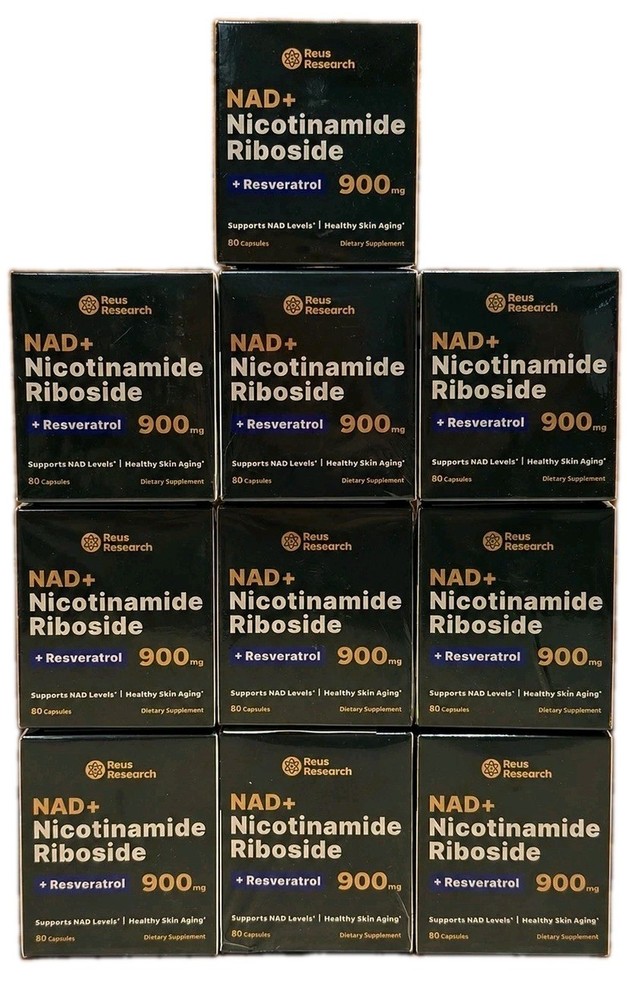 10 Pack NAD+ Nicotinamide Riboside + Resveratrol, 900mg 80 Capsules. Exp 01/2027