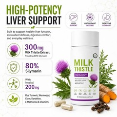 Uvola Milk Thistle Supplement,80% Silymarin Liver Support Formula,90 Capsules