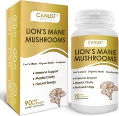 Organic Mushroom Complex Capsules with Lion’s Mane, Cordyceps, Reishi 90 Caps