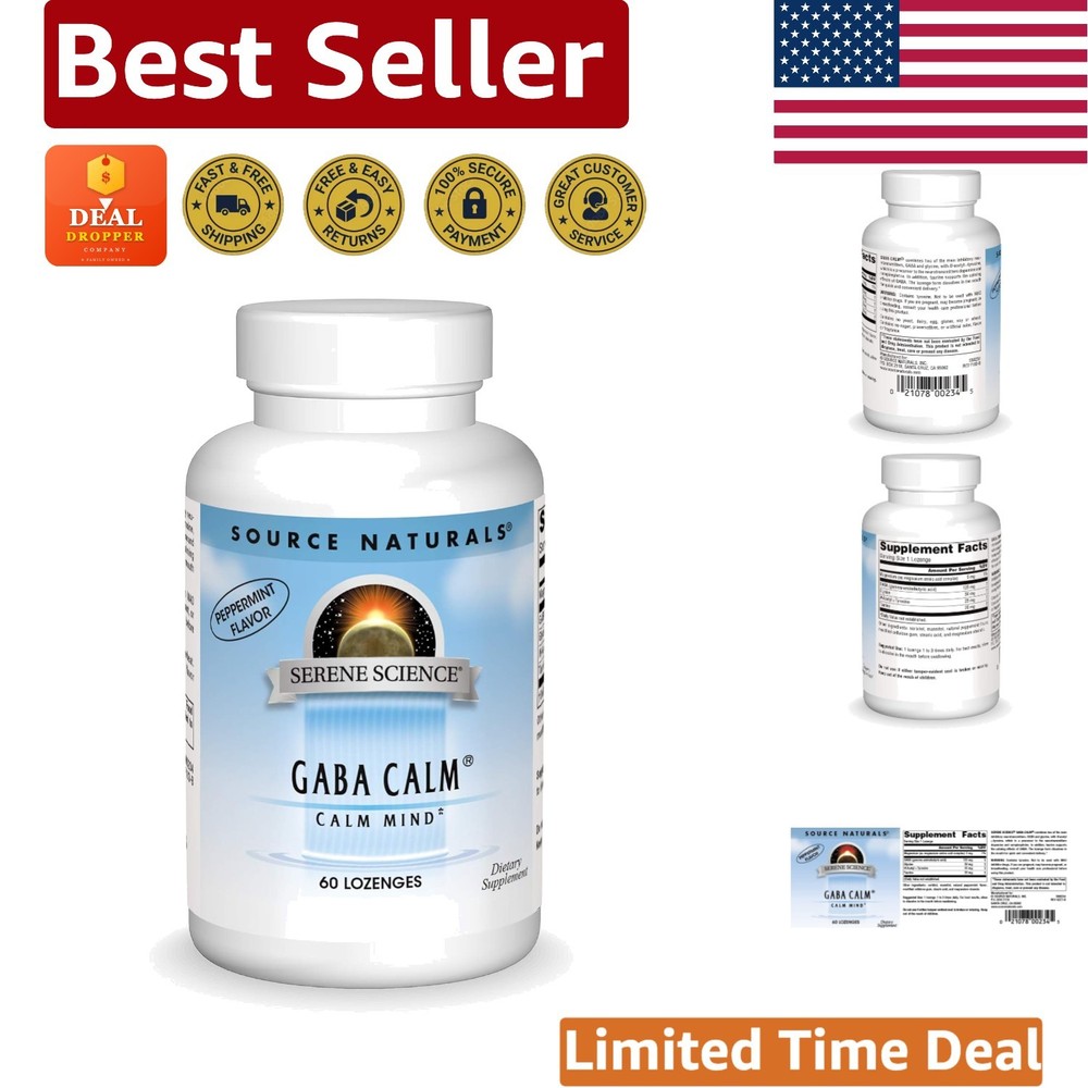 Quick Dissolving Peppermint GABA Calm – 60 Vegetarian Lozenges for Stress Relief