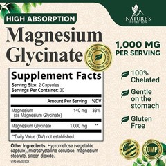 Magnesium Glycinate 1000mg Per Serving – Chelated Magnesium for Bone, Muscle, Ne