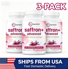 3pc Saffron Extract Supplements 60 Veggie Capsules 10-in-1 containing Saffr
