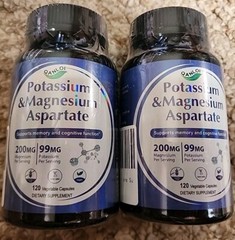 2 Lot Qanloi Potassium & Magnesium Aspartate 200mg 240 Veg Caps BB 10/2025
