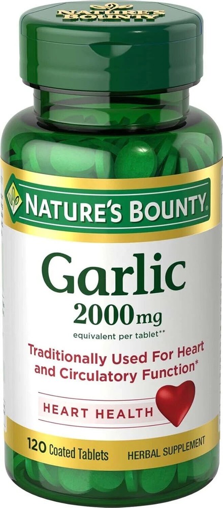Garlic Tablets, Heart Health, 2000 Mg, Order Free Coated Tablets, 120 Ct