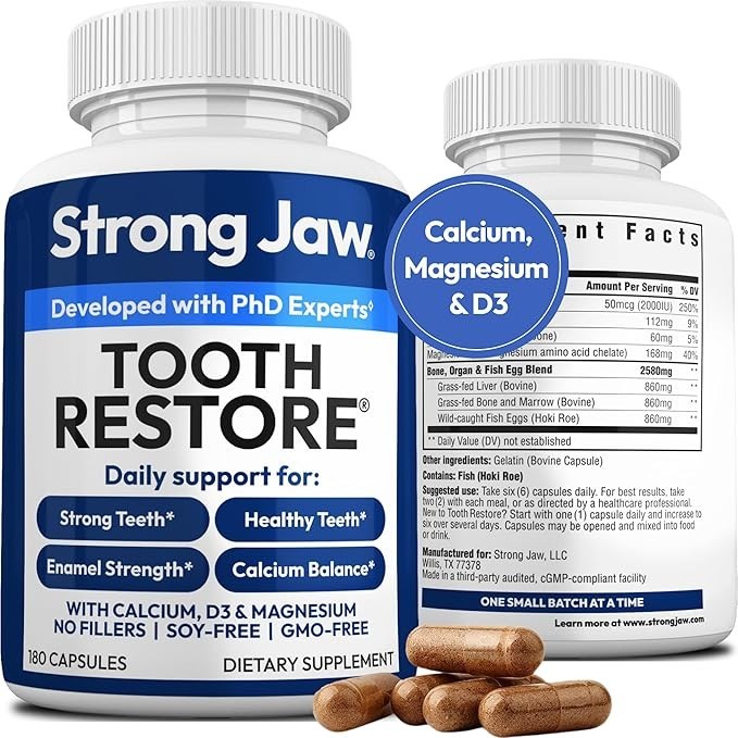 Strong Jaw ® Tooth Restore for Adults with Remineralizing Gum Support – 180 Caps
