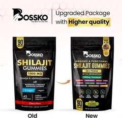 BOSSKO 1400 mg Shilajit Gummies Pure Shilajit Organic with Vitamin B12 Ashwagand