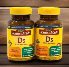 2 Pack Nature Made Vitamin D3 – 2000 IU (50mcg) Value Size 220 Tablets. Ex 10/26