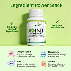 N.veda Joint Support Tablets Collagen MSM Calcium 90 Ct